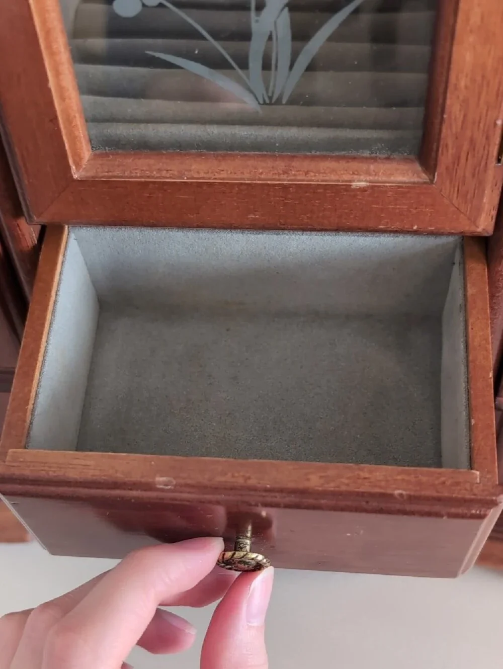 Wooden Jewelry Armoire Cabinet with Glass Door - Brown